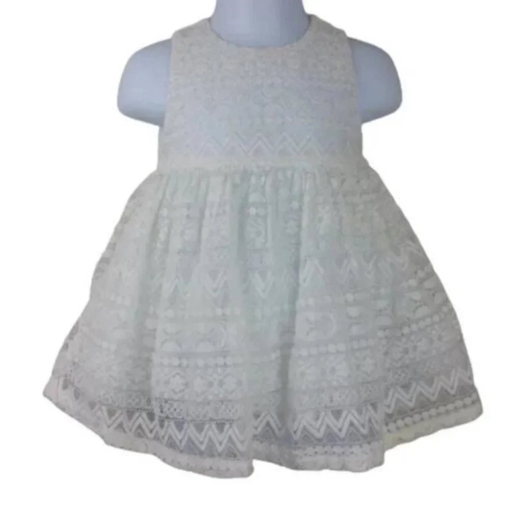 The Children's Place Baby Girl White Lace Dress Size 9-12M